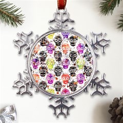 Sugar Skulls - Floral Metal Large Snowflake Ornament by kyorashop23