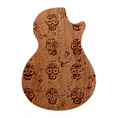 Sugar Skulls - Floral Guitar Shape Wood Guitar Pick Holder Case And Picks Set by kyorashop23