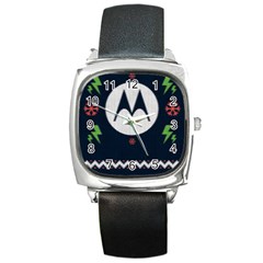 Ugly Sweater Moto, Motorola, Square Metal Watch by kyorashop23