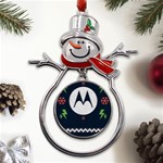 Ugly Sweater Moto, Motorola, Metal Snowman Ornament Front