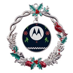 Ugly Sweater Moto, Motorola, Metal X mas Wreath Holly Leaf Ornament by kyorashop23