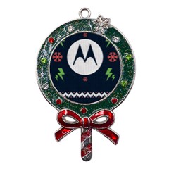 Ugly Sweater Moto, Motorola, Metal X mas Lollipop With Crystal Ornament by kyorashop23