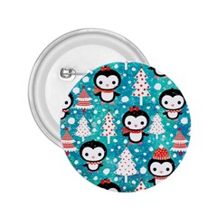 Blue Penguin Pattern, Adoxali, Christmas, Cute 2.25  Buttons