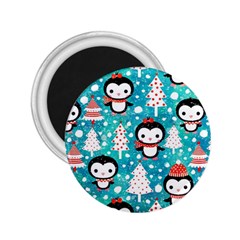 Blue Penguin Pattern, Adoxali, Christmas, Cute 2.25  Magnets