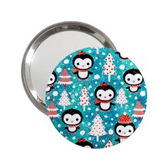 Blue Penguin Pattern, Adoxali, Christmas, Cute 2.25  Handbag Mirrors