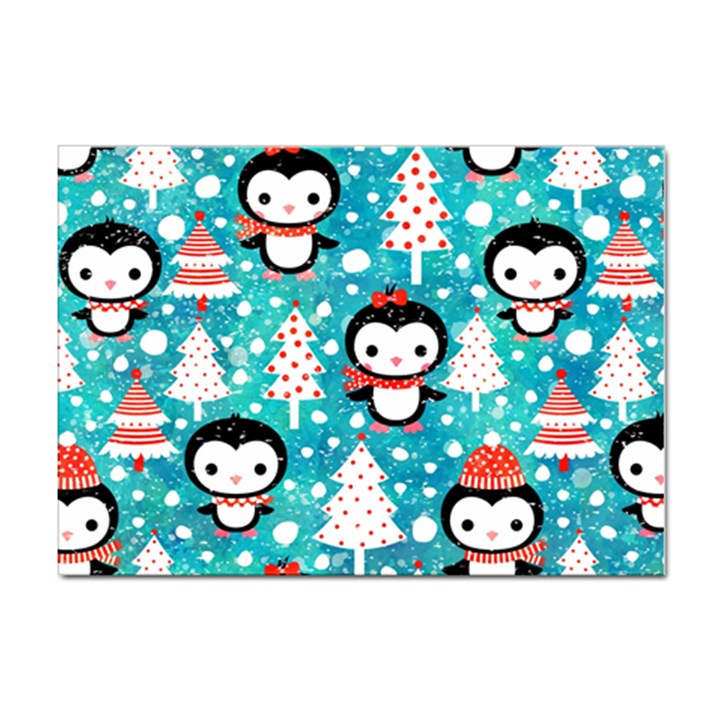 Blue Penguin Pattern, Adoxali, Christmas, Cute Sticker A4 (10 pack)