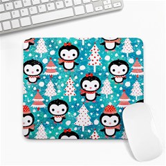 Blue Penguin Pattern, Adoxali, Christmas, Cute Large Mousepad by kyorashop23