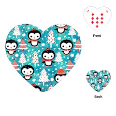 Blue Penguin Pattern, Adoxali, Christmas, Cute Playing Cards Single Design (Heart)