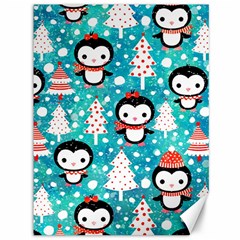 Blue Penguin Pattern, Adoxali, Christmas, Cute Canvas 36  x 48 