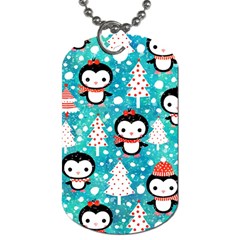 Blue Penguin Pattern, Adoxali, Christmas, Cute Dog Tag (one Side) by kyorashop23