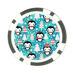 Blue Penguin Pattern, Adoxali, Christmas, Cute Poker Chip Card Guard (10 pack)