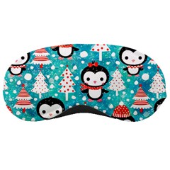 Blue Penguin Pattern, Adoxali, Christmas, Cute Sleep Mask