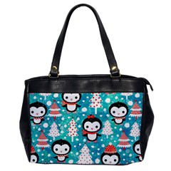 Blue Penguin Pattern, Adoxali, Christmas, Cute Oversize Office Handbag