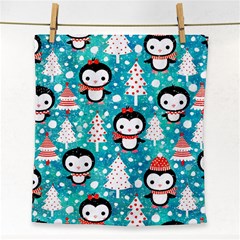 Blue Penguin Pattern, Adoxali, Christmas, Cute Face Towel by kyorashop23