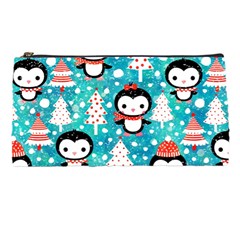 Blue Penguin Pattern, Adoxali, Christmas, Cute Pencil Case by kyorashop23