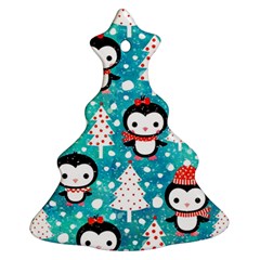 Blue Penguin Pattern, Adoxali, Christmas, Cute Ornament (Christmas Tree) 