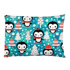 Blue Penguin Pattern, Adoxali, Christmas, Cute Pillow Case (Two Sides)