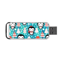 Blue Penguin Pattern, Adoxali, Christmas, Cute Portable USB Flash (One Side)