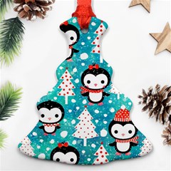 Blue Penguin Pattern, Adoxali, Christmas, Cute Christmas Tree Ornament (two Sides)