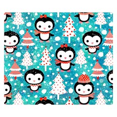 Blue Penguin Pattern, Adoxali, Christmas, Cute Two Sides Premium Plush Fleece Blanket (kids Size) by kyorashop23