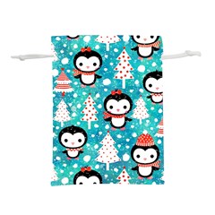 Blue Penguin Pattern, Adoxali, Christmas, Cute Lightweight Drawstring Pouch (S)