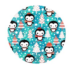 Blue Penguin Pattern, Adoxali, Christmas, Cute Mini Round Pill Box (Pack of 5)