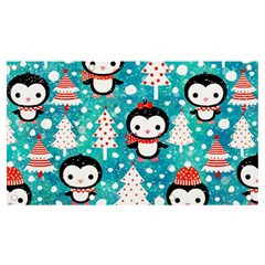 Blue Penguin Pattern, Adoxali, Christmas, Cute Banner and Sign 7  x 4 