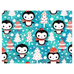 Blue Penguin Pattern, Adoxali, Christmas, Cute Premium Plush Fleece Blanket (Extra Small)