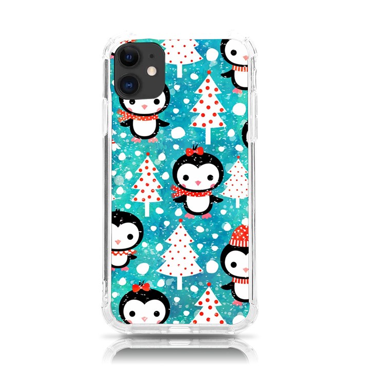 Blue Penguin Pattern, Adoxali, Christmas, Cute iPhone 11 TPU UV Print Case