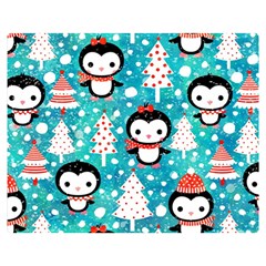 Blue Penguin Pattern, Adoxali, Christmas, Cute Premium Plush Fleece Blanket (medium) by kyorashop23