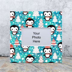 Blue Penguin Pattern, Adoxali, Christmas, Cute White Box Photo Frame 4  X 6  by kyorashop23