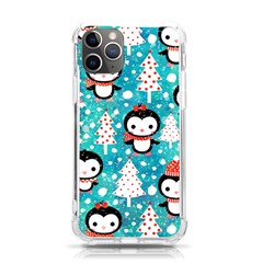 Blue Penguin Pattern, Adoxali, Christmas, Cute Iphone 11 Pro 5 8 Inch Tpu Uv Print Case by kyorashop23