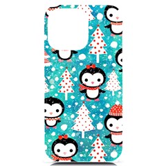 Blue Penguin Pattern, Adoxali, Christmas, Cute Iphone 14 Pro Max Black Uv Print Case by kyorashop23