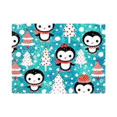 Blue Penguin Pattern, Adoxali, Christmas, Cute Premium Plush Fleece Blanket (mini) by kyorashop23