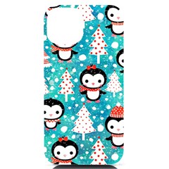 Blue Penguin Pattern, Adoxali, Christmas, Cute Iphone 14 Black Uv Print Case by kyorashop23