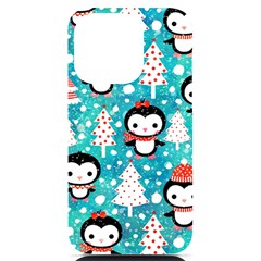 Blue Penguin Pattern, Adoxali, Christmas, Cute Iphone 14 Pro Black Uv Print Case by kyorashop23