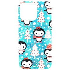 Blue Penguin Pattern, Adoxali, Christmas, Cute Iphone 15 Pro Max Black Uv Print Pc Hardshell Case by kyorashop23