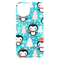 Blue Penguin Pattern, Adoxali, Christmas, Cute Iphone 15 Black Uv Print Pc Hardshell Case by kyorashop23