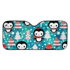 Blue Penguin Pattern, Adoxali, Christmas, Cute Car Windshield by kyorashop23