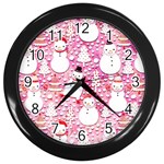 Cute Snowmen With Hats, Adoxali, Christmas Wall Clock (Black) Front