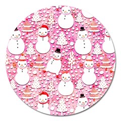 Cute Snowmen With Hats, Adoxali, Christmas Magnet 5  (round) by kyorashop23