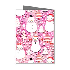 Cute Snowmen With Hats, Adoxali, Christmas Mini Greeting Cards (pkg Of 8)