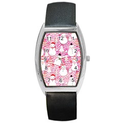 Cute Snowmen With Hats, Adoxali, Christmas Barrel Style Metal Watch by kyorashop23