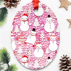 Cute Snowmen With Hats, Adoxali, Christmas Oval Ornament (two Sides)