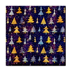 Gold And Blue Trees, Adoxali, Christmas Tile Coaster by kyorashop23