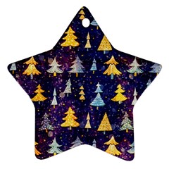 Gold And Blue Trees, Adoxali, Christmas Ornament (star) by kyorashop23