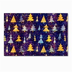 Gold And Blue Trees, Adoxali, Christmas Postcards 5  X 7  (pkg Of 10) by kyorashop23