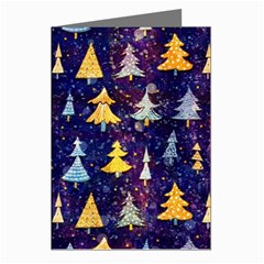 Gold And Blue Trees, Adoxali, Christmas Greeting Cards (pkg Of 8)