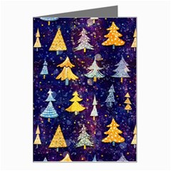 Gold And Blue Trees, Adoxali, Christmas Greeting Card by kyorashop23