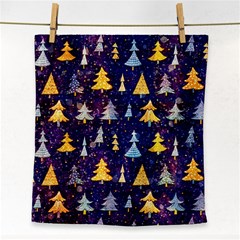 Gold And Blue Trees, Adoxali, Christmas Face Towel by kyorashop23